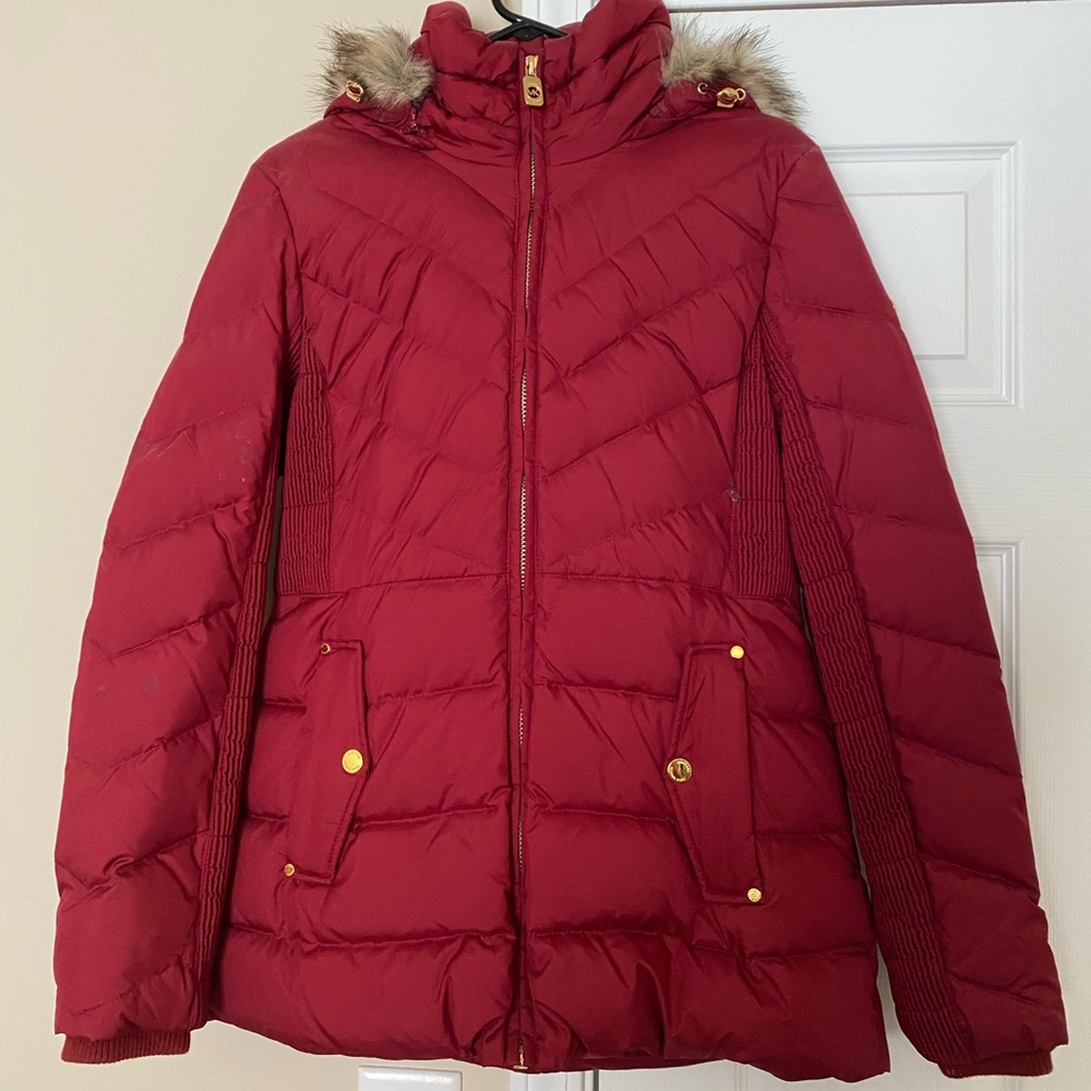 Michael Kors Hooded Red Puffer Jacket